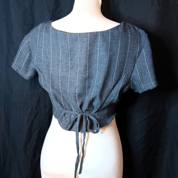 Pinstripe Handmade Wrap Top - Picture 3 of 9